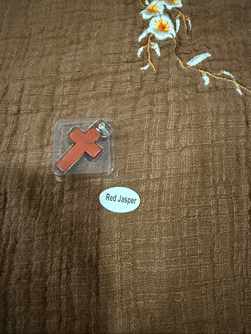 Red Jasper Cross Pendant – Unbranded